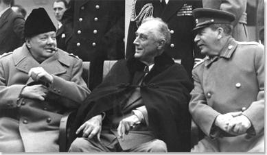И. Сталин, Ф. Рузвельт, У. Черчилль. Ялтинская конференция 1945 г.